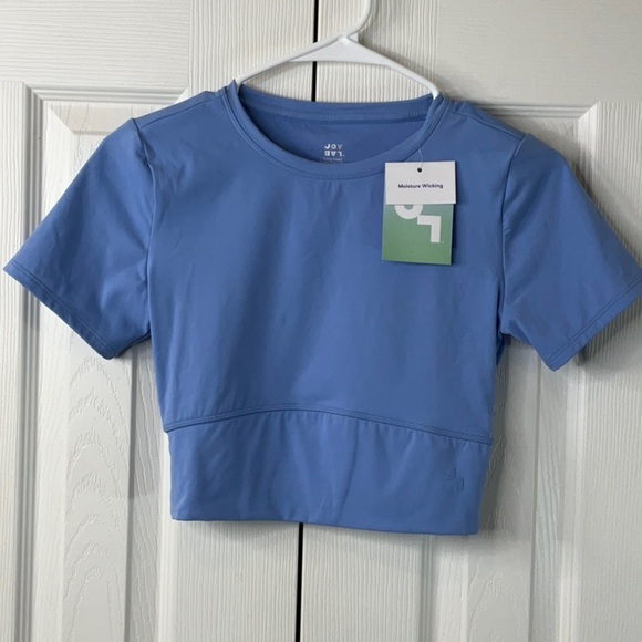 JoyLab Short Sleeve Cropped Fitted Athletic Top Womens  Blue Stretch Size XS - Picture 1 of 9